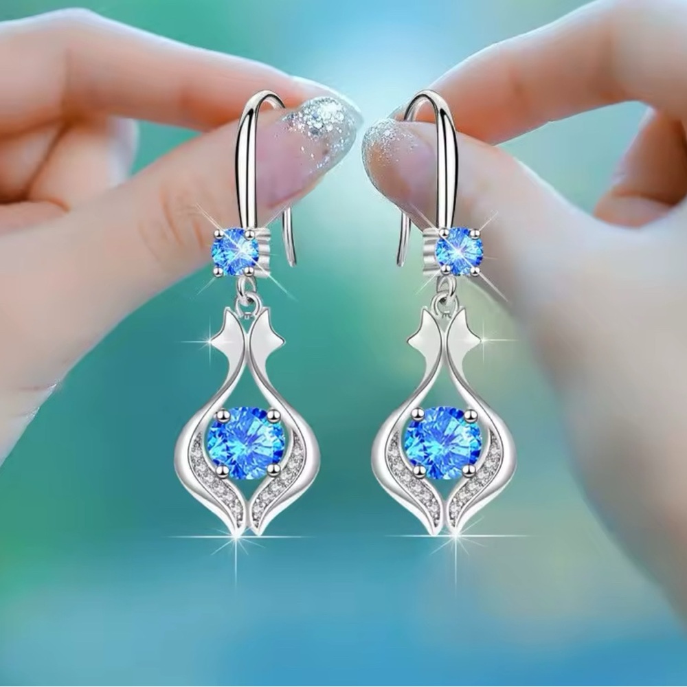 Dazzling Blue and Silver Drop Earrings